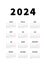 2024 year simple vertical calendar in german language, typographic calendar isolated on white