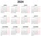 2024 year spanish calendar. Printable png illustration for Spain. Horizontal