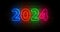 2024 year symbol neon on brick wall loop