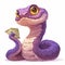 2025 cartoon snake holding a $20 bill. The snake is purple and has yellow eyes. The image has a playful and lighthearted