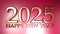 2025 Happy New Year copper write on red background - 3D rendering illustration