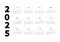 2025 year simple horizontal calendar in chinese, typographic calendar on white.