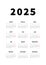 2025 year simple vertical calendar in german language, typographic calendar on white