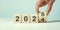 2025 year written on wooden cubes