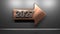2027 copper arrow at satin black wall - 3D rendering illustration