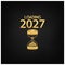 2027 Happy New Year Background with hourglass icon. Design for your Seasonal Flyers, banner, sticker, and Greetings Card. 2026 to