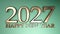 2027 Happy New Year copper write on green background - 3D rendering illustration