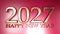 2027 Happy New Year copper write on red background - 3D rendering illustration