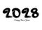 2028 Happy new year black vector illustration, numbers handwritten calligraphy, 2028 year vector, New year celebration, 2028