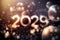 2029 Happy New Year bokeh design with sparkles, Holiday greeting card. AI generated image