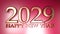 2029 Happy New Year copper write on red background - 3D rendering illustration