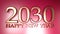 2030 Happy New Year copper write on red background - 3D rendering illustration