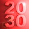 2030 red square icon - 3D rendering illustration