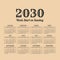 2030 year vintage calendar. Weeks start on sunday