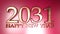 2031 Happy New Year copper write on red background - 3D rendering illustration