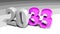 2033 gray and purple write on gray background - 3D rendering illustration