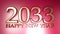 2033 Happy New Year copper write on red background - 3D rendering illustration