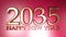 2035 Happy New Year copper write on red background - 3D rendering illustration