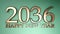 2036 Happy New Year copper write on green background - 3D rendering illustration