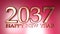 2037 Happy New Year copper write on red background - 3D rendering illustration
