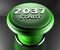 2037 START green push button on black background - 3D rendering illustration