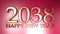 2038 Happy New Year copper write on red background - 3D rendering illustration