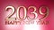 2039 Happy New Year copper write on red background - 3D rendering illustration