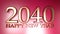 2040Happy New Year copper write on red background - 3D rendering illustration