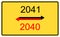 2041,2040 new year. 2041,2040 new year on a yellow road billboard