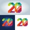 20th Anniversary colourful geometric triangular icon