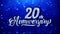 20th Anniversary Wishes Blue Glitter Sparkling Dust Blinking Particles Looped