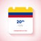 20th July  Independence day of Colombia calendar. Artistic flat concept illustration