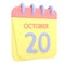 20th October 3D calendar icon
