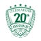 20th shield anniversary logo. 20th vector and illustration.