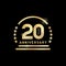20th year anniversary golden emblem. Vector icon.