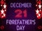 21 December, Forefather's Day, Neon Text Effect on Bricks Background