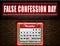 21 November, False Confession Day, Neon Text Effect on Bricks Background