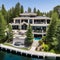 210 A luxurious lakeside mansion with expansive windows, a private boat dock, and opulent interiors showcasing exquisite craftsm