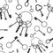 2149 pattern keys, seamless pattern in monochrome colors, key wrench for doors, paper wrapper