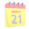 21st March 3D calendar icon