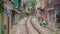 22.10.2020 - HANOI, VIETNAM: The railway which goes through a residential area in Hanoi city. Hanoi Train Street is a