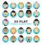 22 flat people characters avatars icons set. Many modern city people vector cartoon illustration
