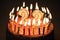 22 Number with festive candle for holiday cake. twenty two birth