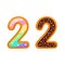 22 number sweet glazed doughnut vector illustration