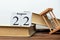 22nd august - Twenty second day month calendar concept on wooden blocks