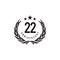 22nd year anniversary logo design template