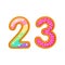 23 number sweet glazed doughnut vector illustration