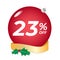 23 percent off. Twenty-three discount. Christmas sale banner.