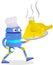 234e cute robot enjoyed his profession as a chef fried chicken