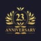 23rd Anniversary Design, luxurious golden color 23 years Anniversary logo